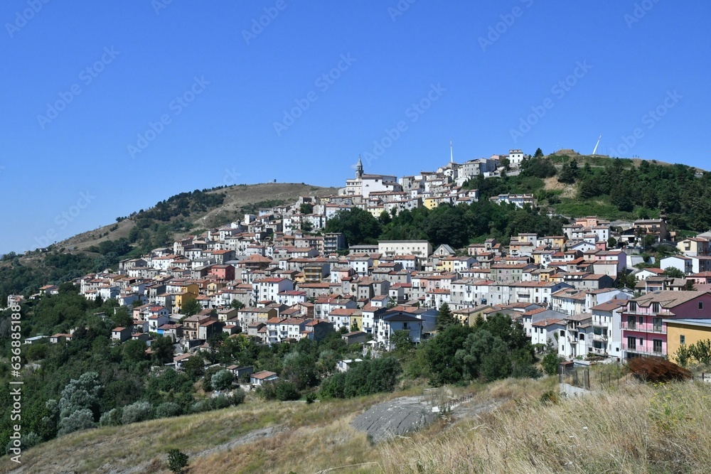 Panoramic view of Castiglione Messer Marino, an old village in the mountains of the Abruzzo region, Italy.