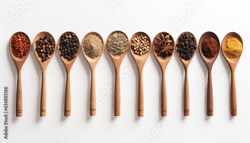 Fototapeta Naklejka Na Ścianę i Meble -  Spices in wooden spoons