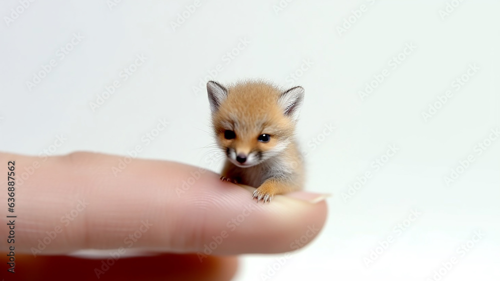 Obraz premium the smallest fox in the palm of your hand. . the concept of nature protection on a white background