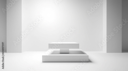 white podium abstract empty three-dimensional platform design.