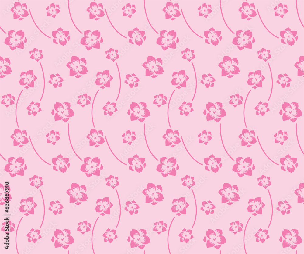 Japanese Flower Bud Vector Seamless Pattern