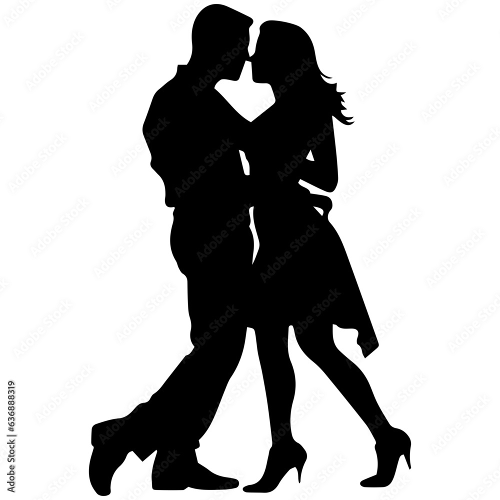 vector illustration of a silhouette of a loving couple vector illustration of a silhouette of a loving couple