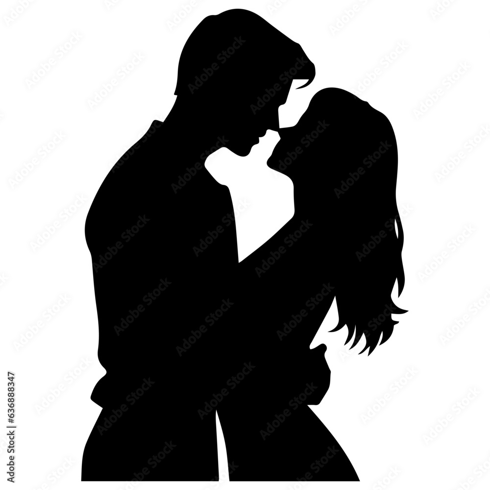 vector illustration of a silhouette of a loving couple