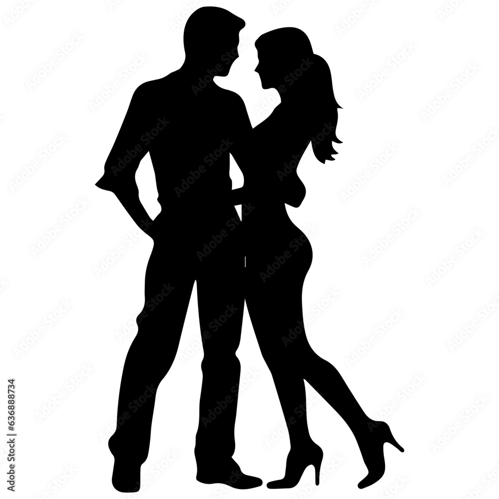 vector illustration of a silhouette of a loving couple