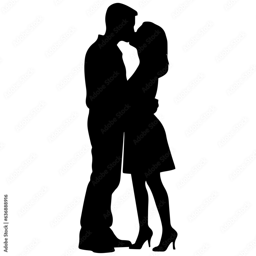 vector illustration of a silhouette of a loving couple vector illustration of a silhouette of a loving couple