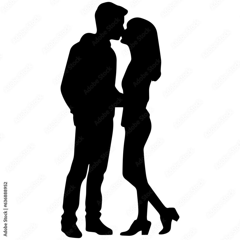 vector illustration of a silhouette of a loving couple