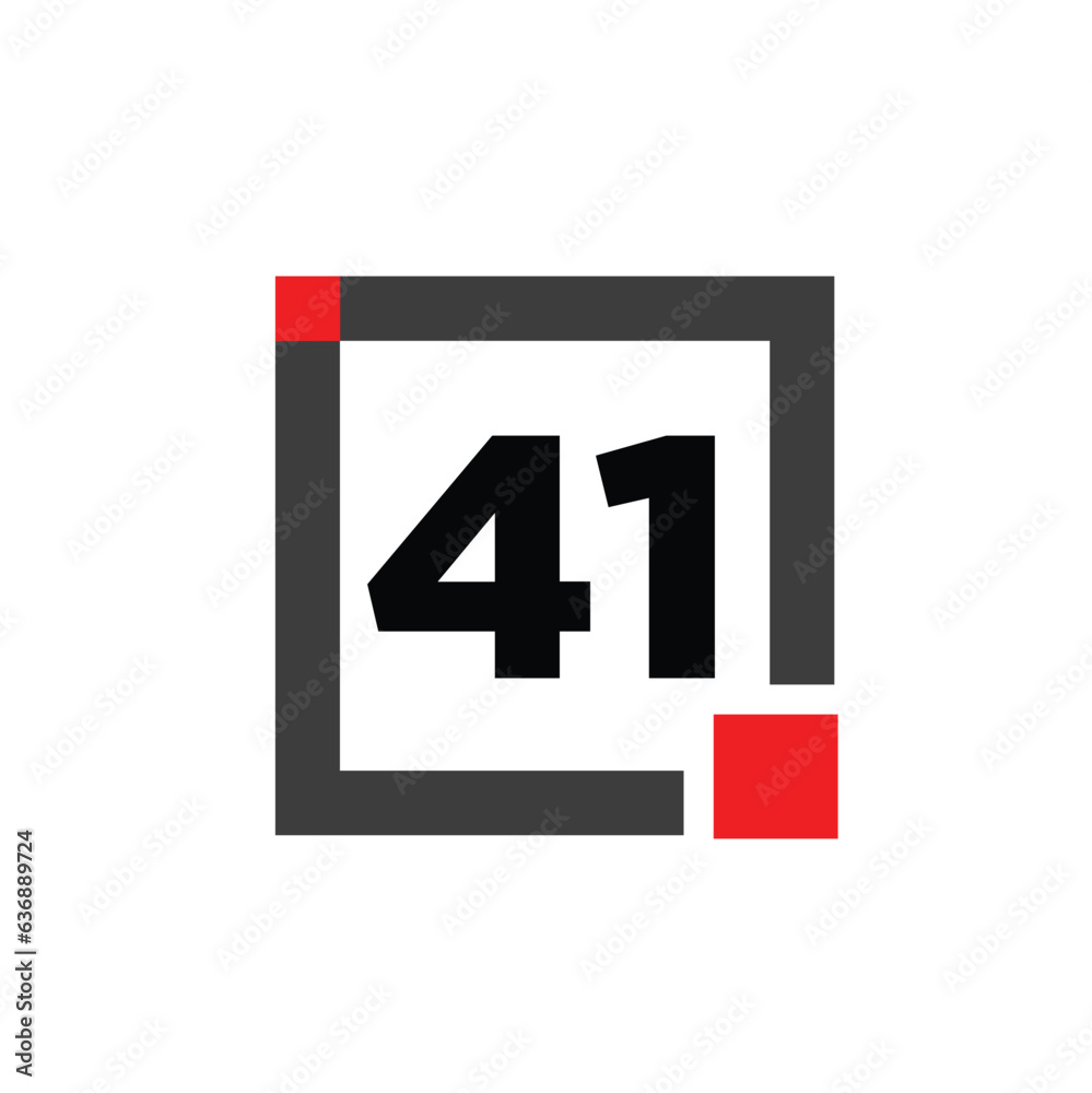 Fototapeta premium 41 number with square icon. 41 dot monogram.