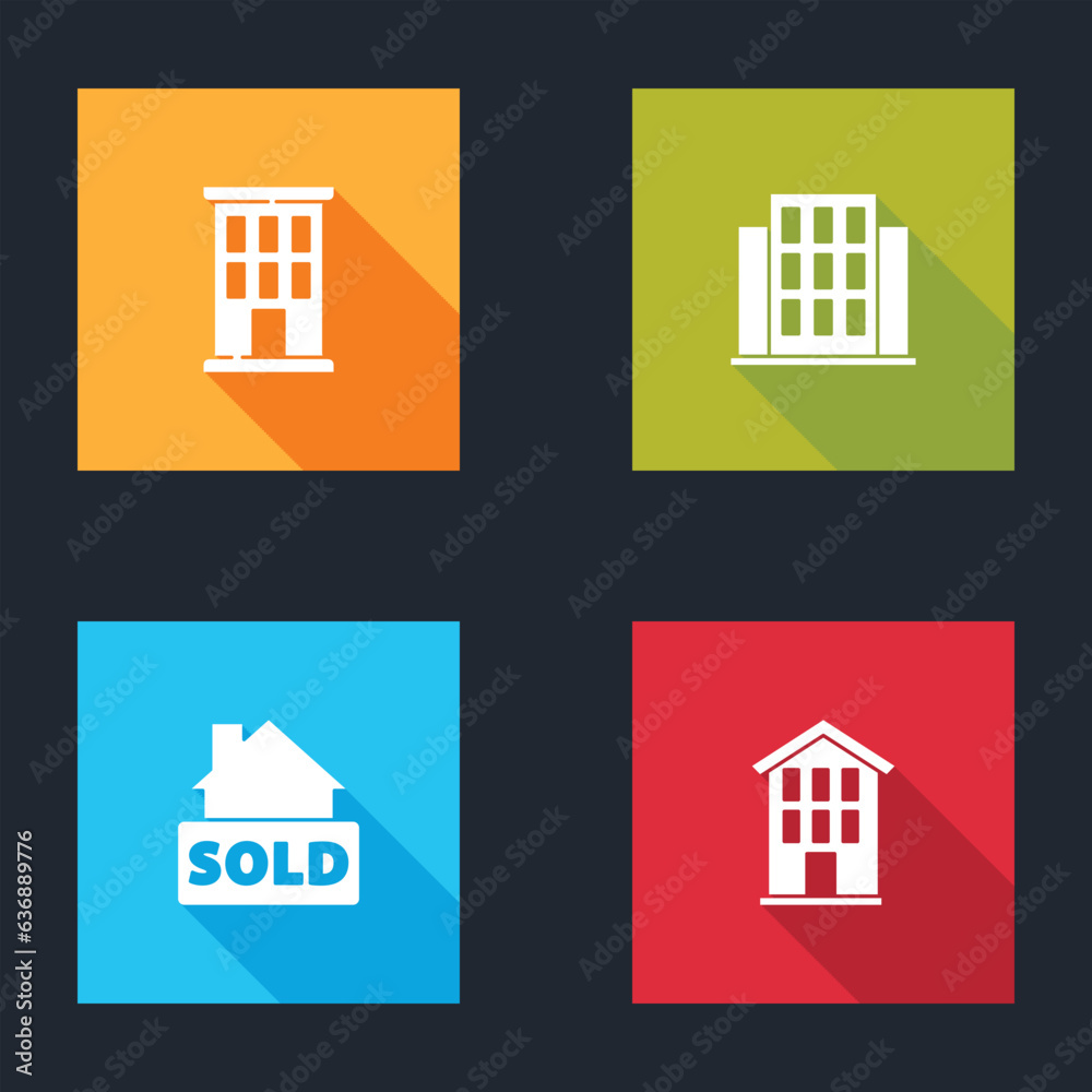 Set House, , Hanging sign with text Sold and icon. Vector Set House, , Hanging sign with text Sold and icon. Vector