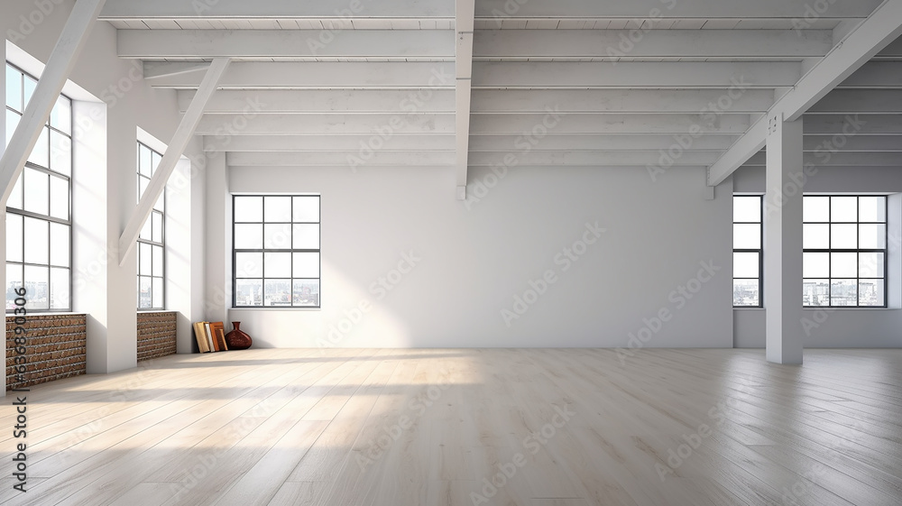 Fototapeta premium white loft-style room. . empty space new empty attic apartment.