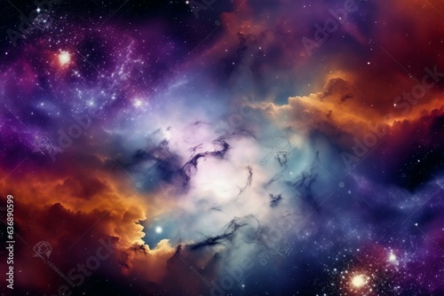 Colorful outer space wallpaper featuring a nebula  stars  and cloud fields. A captivating cosmic background. Generative AI