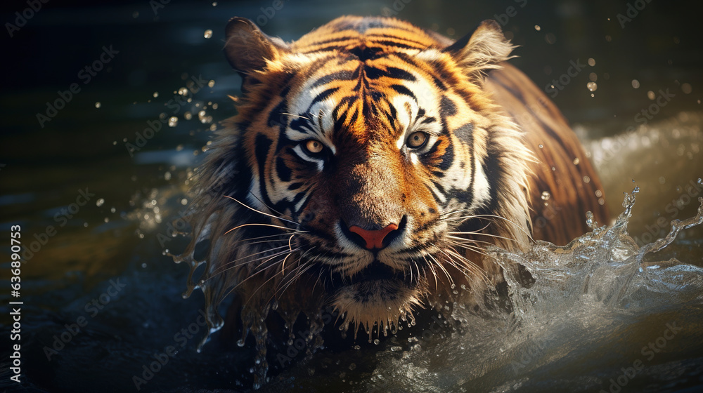 Tiger in the Water.Generative Ai