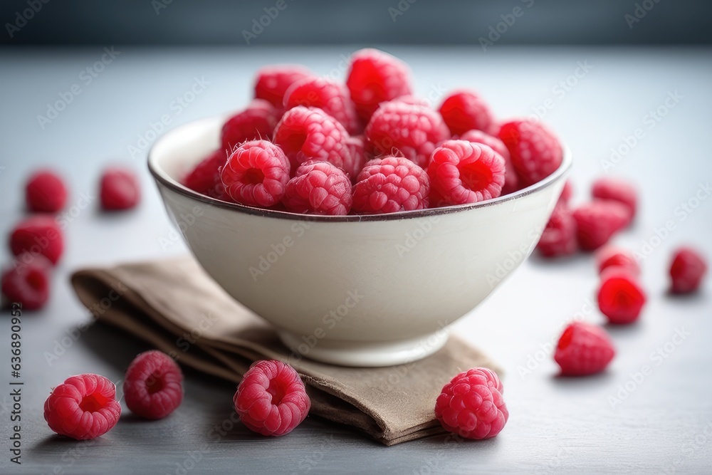 raspberries in a bowl on blurred background raspberries in a bowl on blurred background
