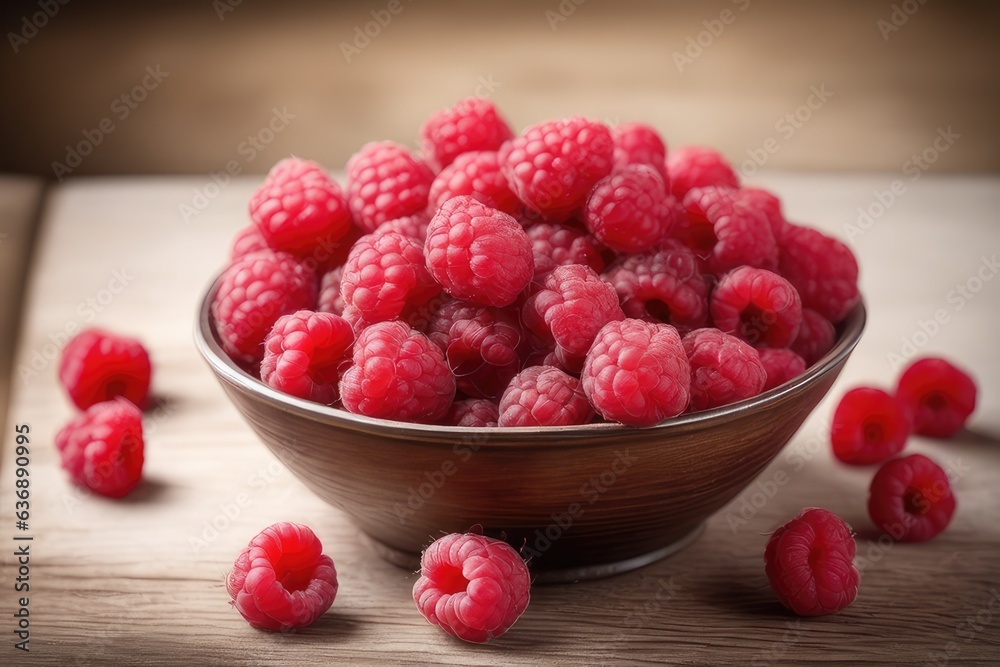 raspberries in a bowl on blurred background raspberries in a bowl on blurred background