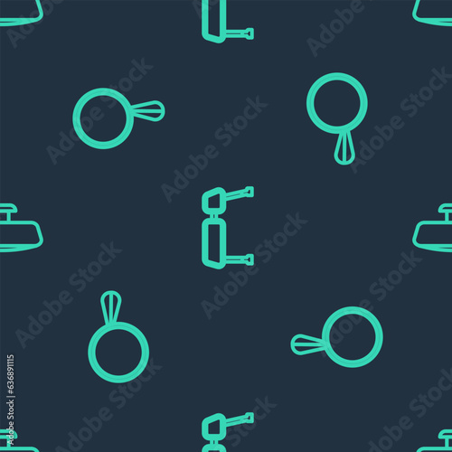 Set line Truck side mirror, Car and on seamless pattern. Vector