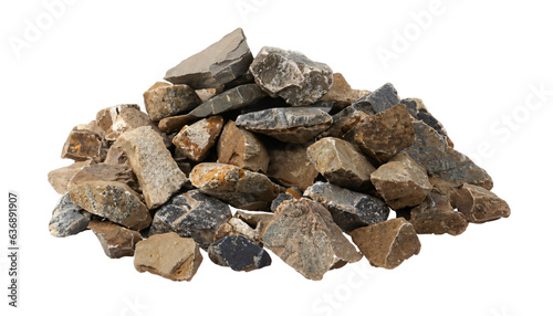 pile of rock on a white isolated transparent background