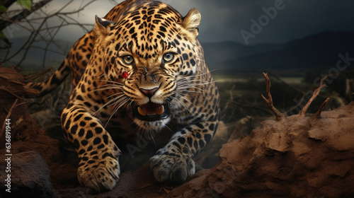 Leopard in the Jungle.Generative Ai © Shades3d