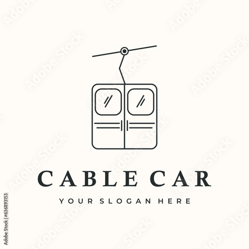 cable car railroad line art logo vector minimalist illustration design, gondola sky logo design