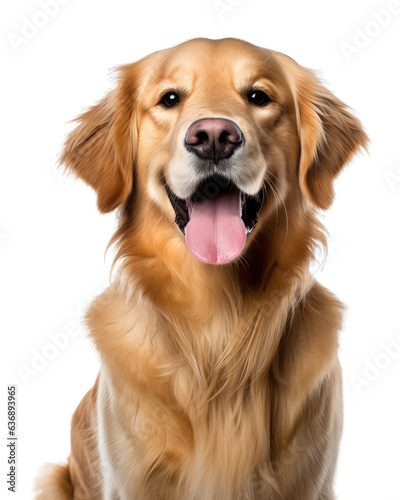 Golden retriever isolated on white transparent background, png, dog