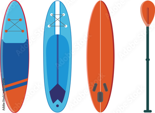 Surfboard flatbed illustration set
