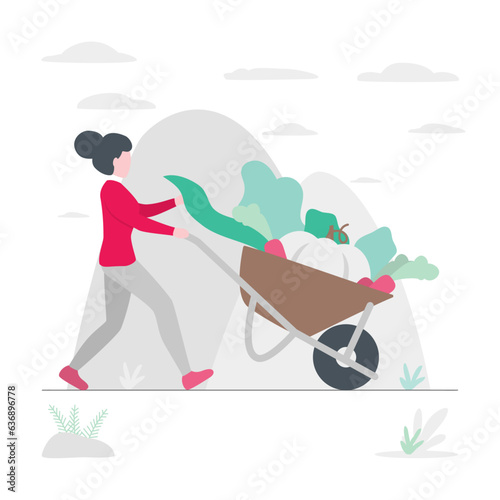 Harvesting - gray background with bright people