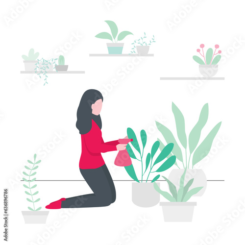 Smiling plants - gray background with bright people