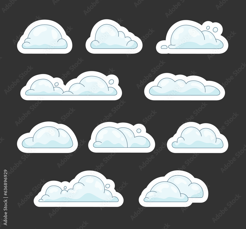 Cumulus cloud cartoon. Sticker Bookmark. Sky air symbol. Vector drawing. Collection of design elements. Cumulus cloud cartoon. Sticker Bookmark. Sky air symbol. Vector drawing. Collection of design elements.