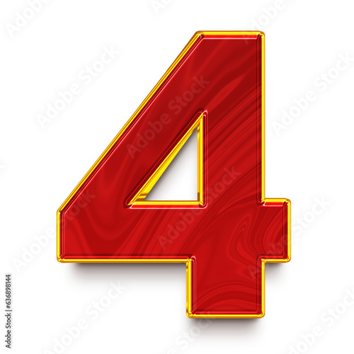 Number 4 style 3d color red for promotion