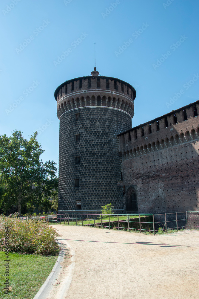 Castello Sforzesco in Milan, exterior of the fortress, Italy, Europe
