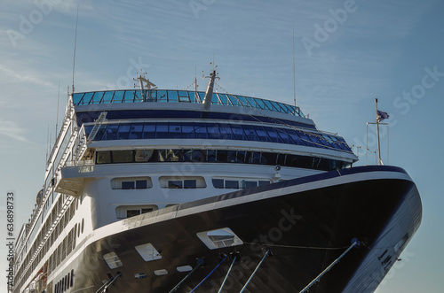 Luxury Azamara cruiseship cruise ship liner Journey, Quest, Pursuit or Onward in port of Dubrovnik, Croatia on sunny day during Adriatic Mediterranean cruising	