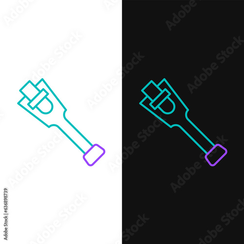 Line Prosthesis leg icon isolated on white and black background. Futuristic concept of bionic leg, robotic mechanical leg. Colorful outline concept. Vector