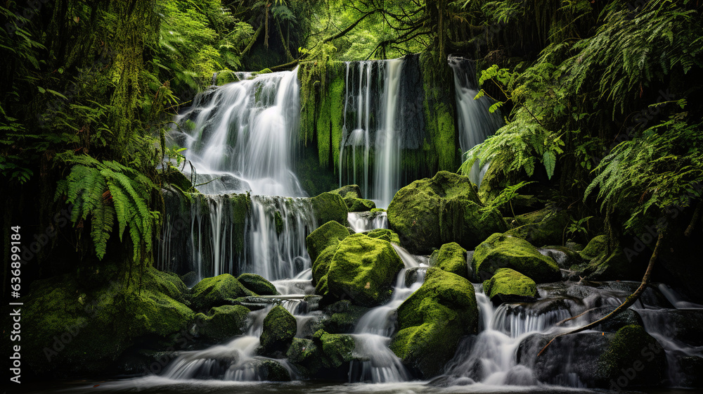 Obraz premium Waterfall in the jungle.Generative Ai