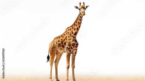Image of Giraffe standing over white background