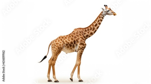 Image of Giraffe standing over white background