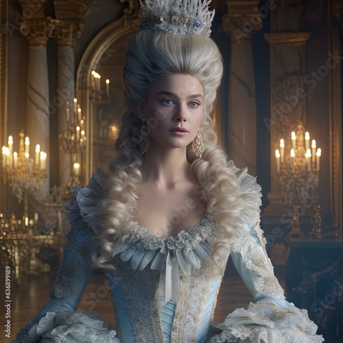 Image of a woman in Marie Antoinette dressed photo