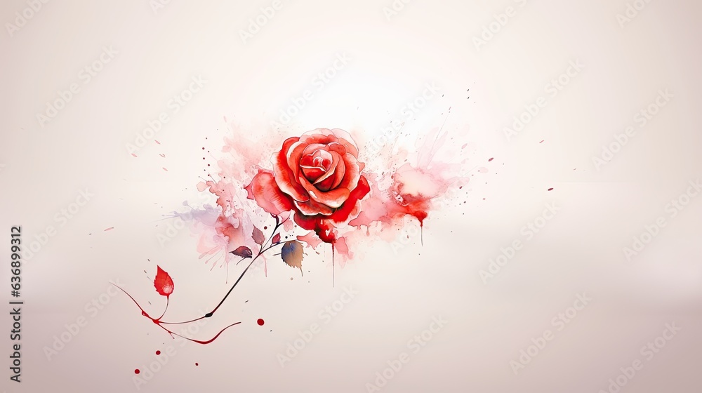 Red rose in abstract background