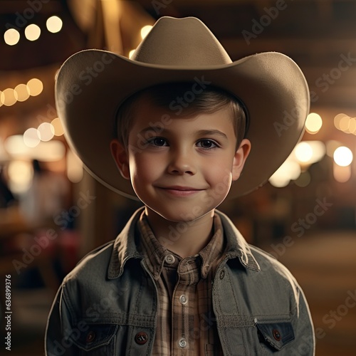 Portrait of cowboy kid wearing hat