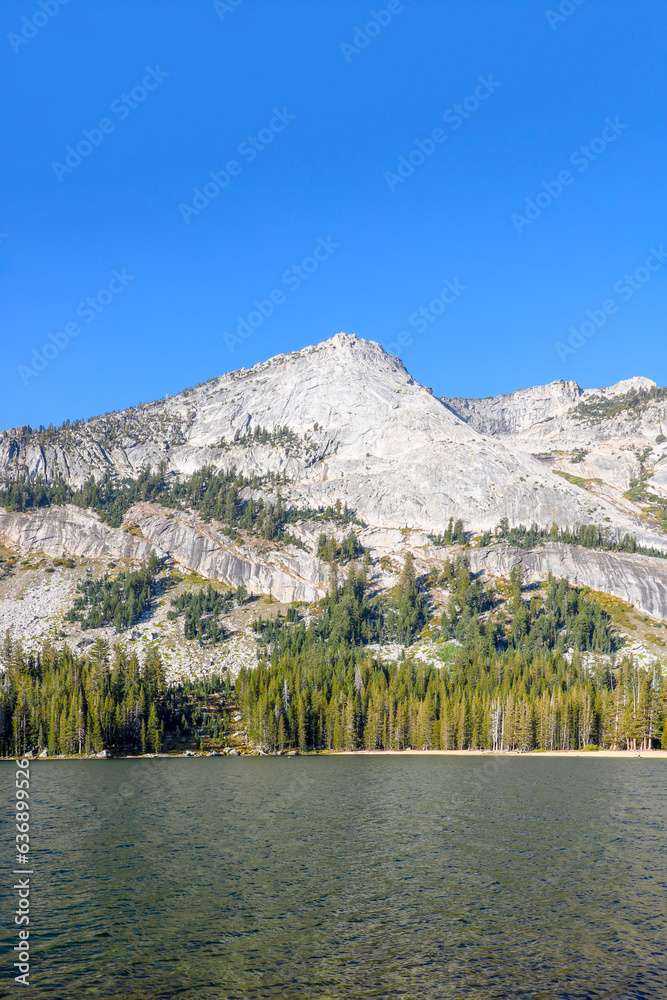 Beautiful light mountains and a lake in a U.S. national park.