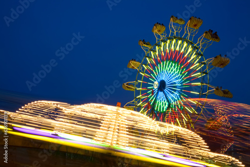 Amusement Rides with Movement Blur  Kentucky State Fair Midway