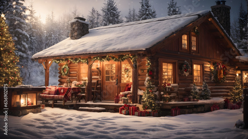 Wallpaper Mural decorated house for Christmas celebration AI generated Torontodigital.ca