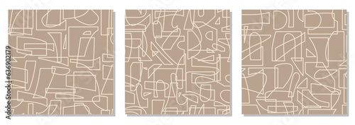 Set of seamless patterns with abstract organic cut out inspired shapes
