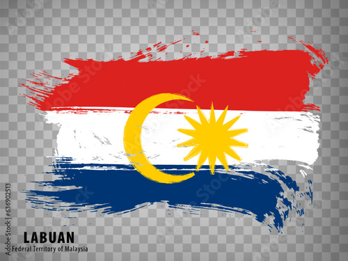Flag Labuan brush strokes. Flag  Federal Territory of Labuan on transparent background for your web site design, app, UI. Malaysia. EPS10. photo