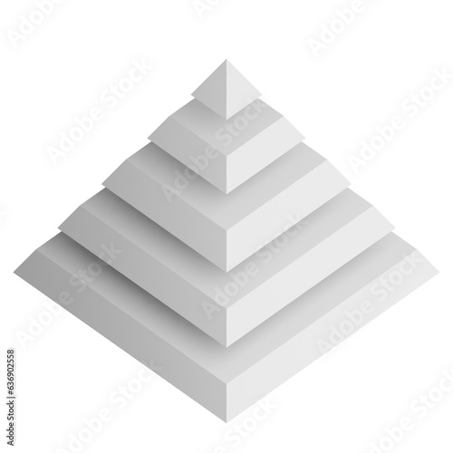 Abstract three-dimensional pyramid design element. 3d infographic presentation pyramid icon.