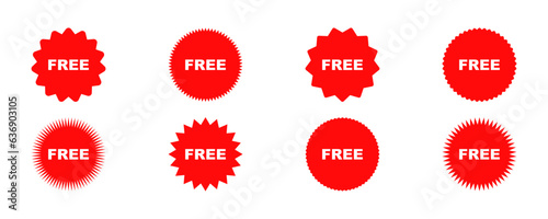 Set of red free vector labels. Tag of sale. Coupon, present or discount signs. Vector 10 Eps.