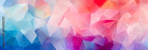Geometric lines, triangles abstract crystalline pastel colors. Orange, pink, purple, coral, lilac panoramic background. Luxury card, banner for business, industry.