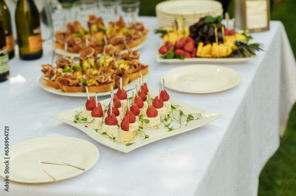 A light appetizer for guests at a wedding buffet. Waiting for a wedding ceremony