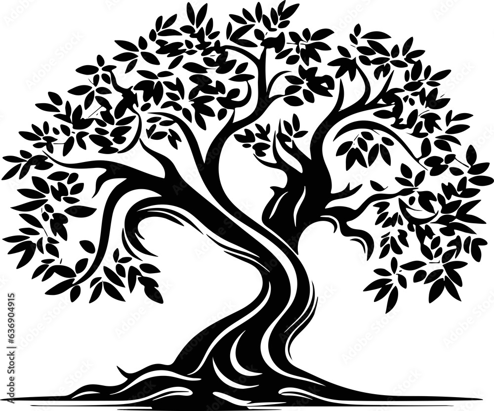 Obraz premium Olive Tree Silhouette, Icon, Logo, and Product Design Element