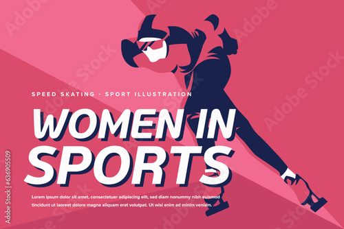 Woman in Sports Illustration Speed Skating Athlete