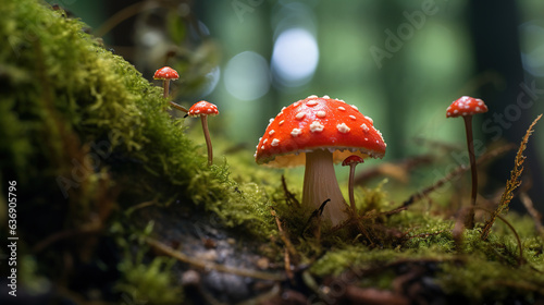 Smiling Mushroom in the Woods. Generative Ai