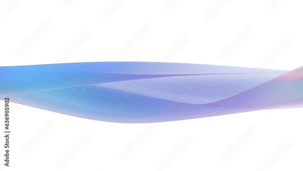 Loopable 3D Animation - Colorful abstract background of a smooth wavy shape moving slowly in a loop on white background
