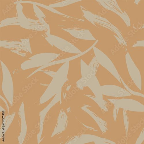 Neutral Colour Tropical Leaf Seamless Pattern Design